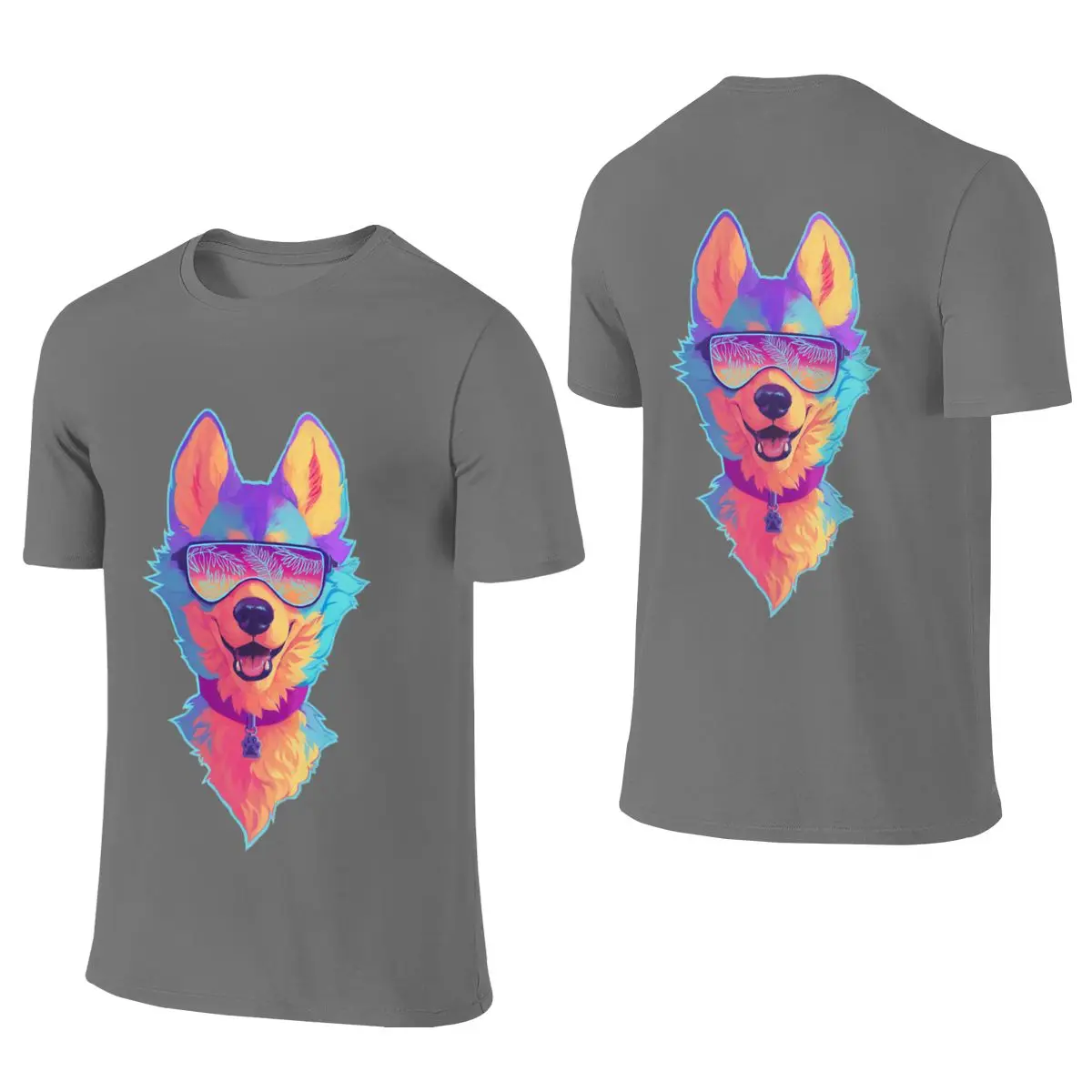 Sparkle Dog (furry Merch)Soft Reversible T-shirt Niche Salt Style Solid Color Tee