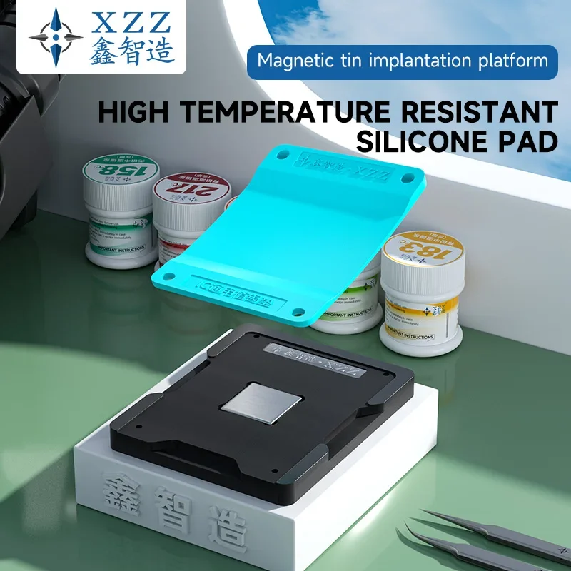 XZZ XINZHIZAO Universal IC Planting Tin Pad with Magnetic Base High Temperature Resistant Silicone Pad BGA Reballing Platform