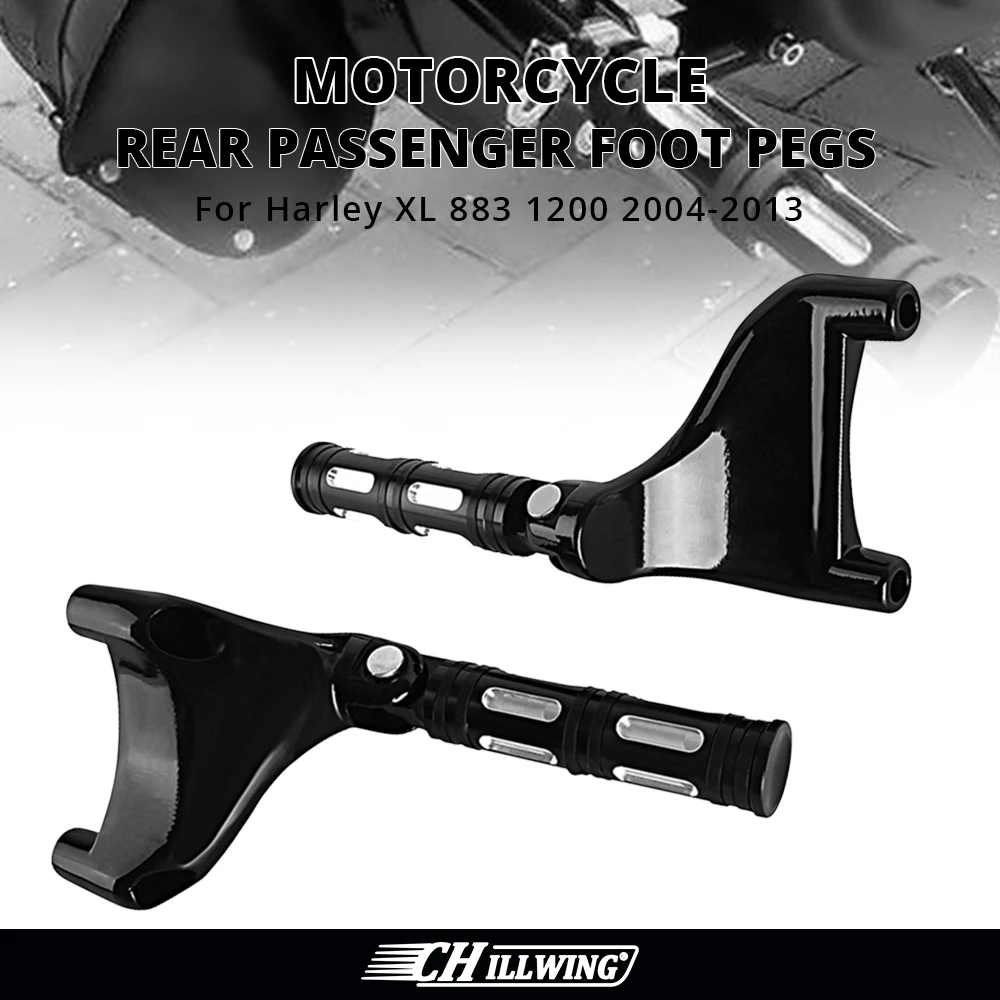 

Fit for Harley Sportster Iron XL 883 1200 48 72 SuperLow 2004-2013 Motorcycle Rear Passenger Foot Pegs Mount Black Bracket Pedal