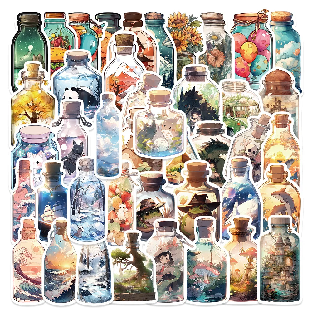 10/50Pcs Cute bottle Stickers Scrapbooking Notebook Water Bottle Laptop Luggage Skateboard Car Graffiti Toys Kids Sticker