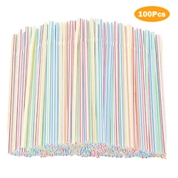 100-1500PCS Colorful&Black Flexible Plastic Drinking Straws Milk Tea Bar Party Wedding Kitchen Beverage Straw Home Accessories