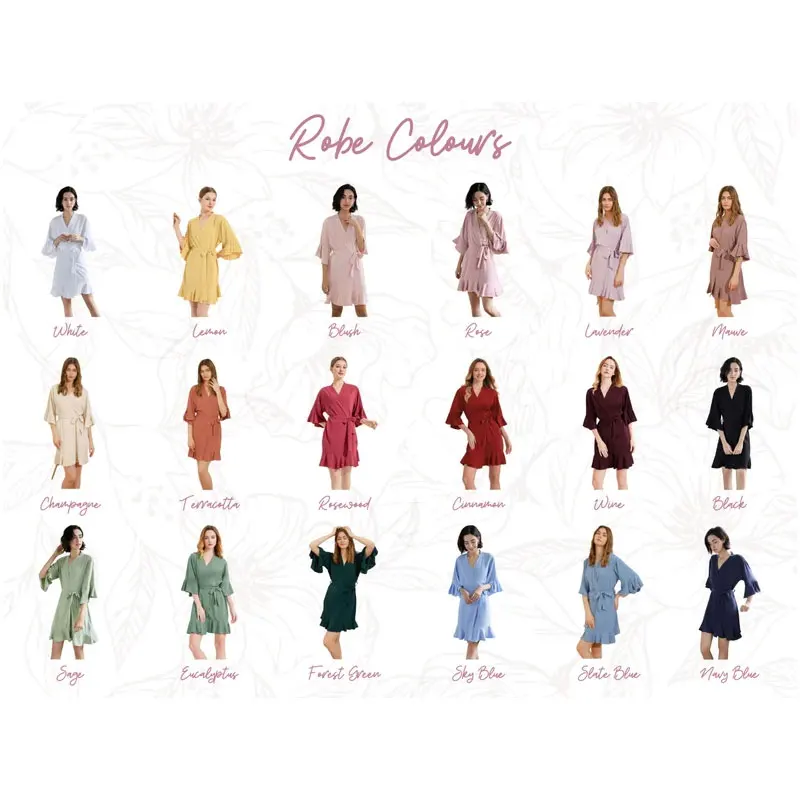 Eucalyptus Personalized Robes Custom Flounce Ruffle Robes Bridal Soft Chiffon Robe Wedding Day Dressing Gown for Bridesmaid Robe