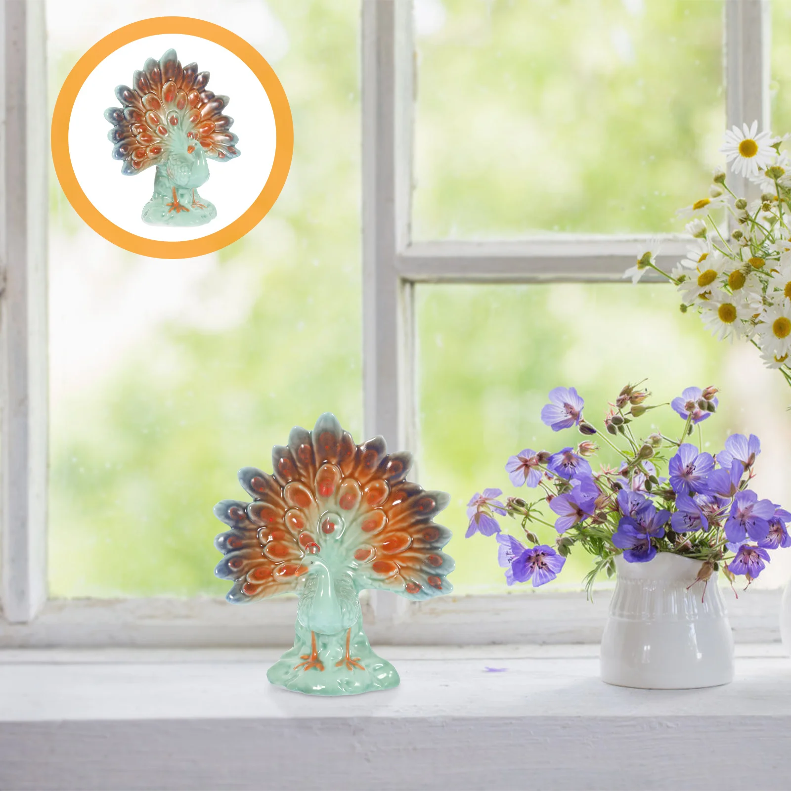 

Ceramic Peacock Statue Ornament Small Desktop Animal Decor for Home Office Living Room Aesthetically Pleasing Bedroom Decor