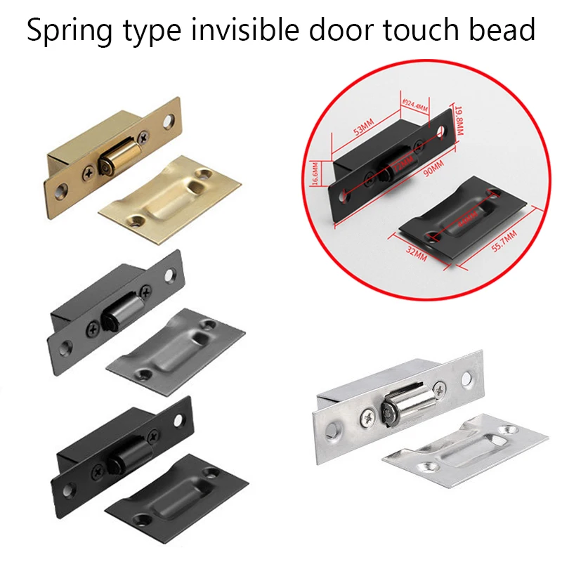 

1PCS High-quality Furniture Hardware Hidden Gold Door Stops Stainless Steel Latches Cupboard Cabinet Roller Latch Lock Wooden