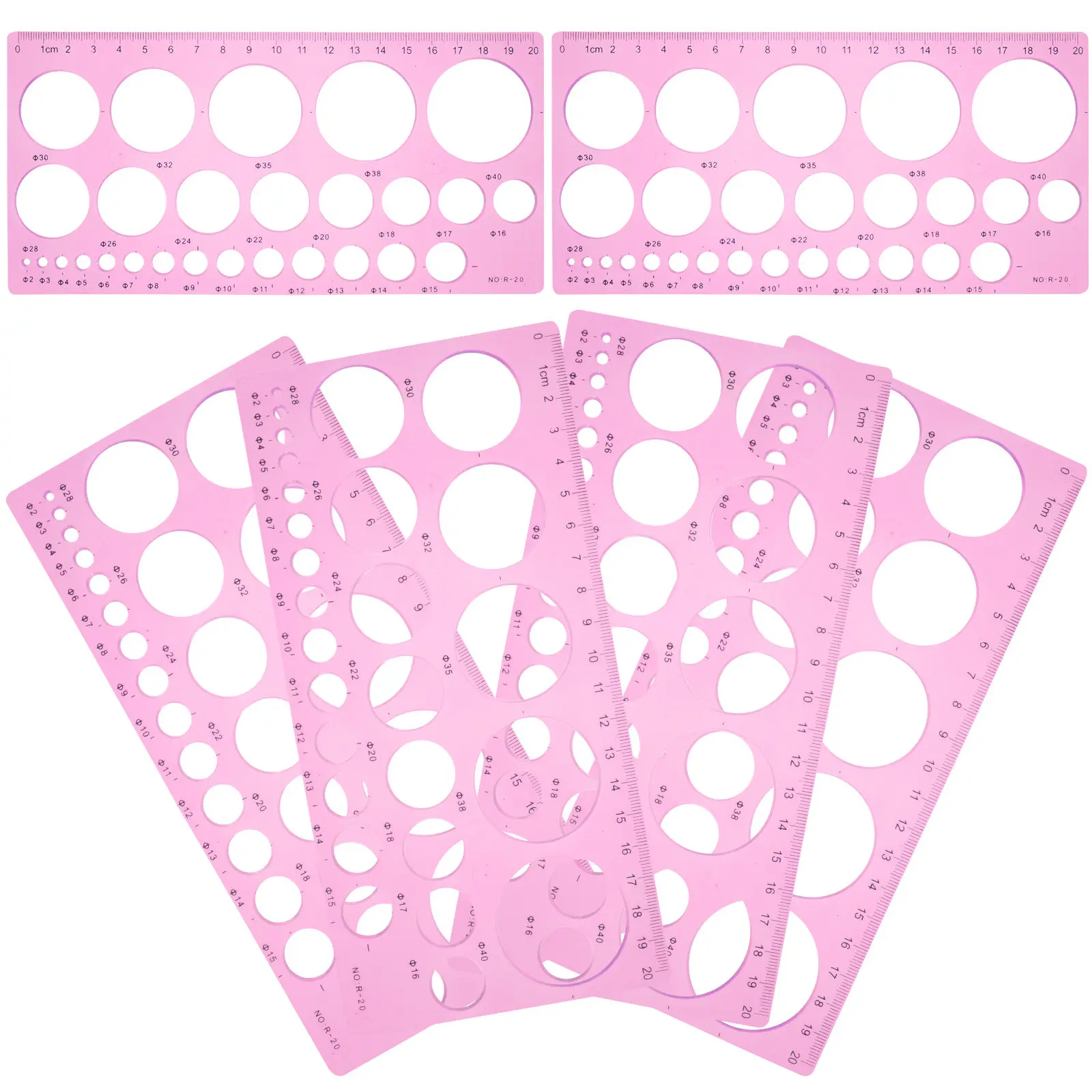6Pcs Professional Geometric Plastic Rulers Drawing Templates Stencils for Art School Engineering Use Students Drawing Template