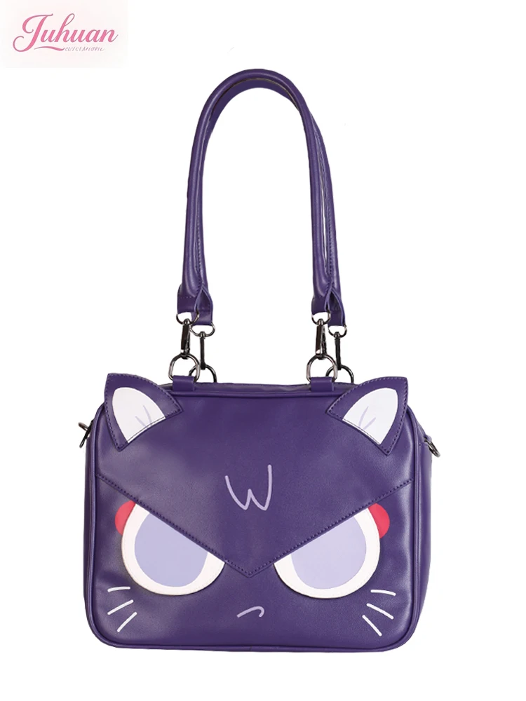 الأصلي الأرجواني عرض كوميدي كوس Lta حقيبة الكرتون القط مربع سعة كبيرة كلية نمط مزدوج الكتف Crossbody الألم حقيبة الإناث