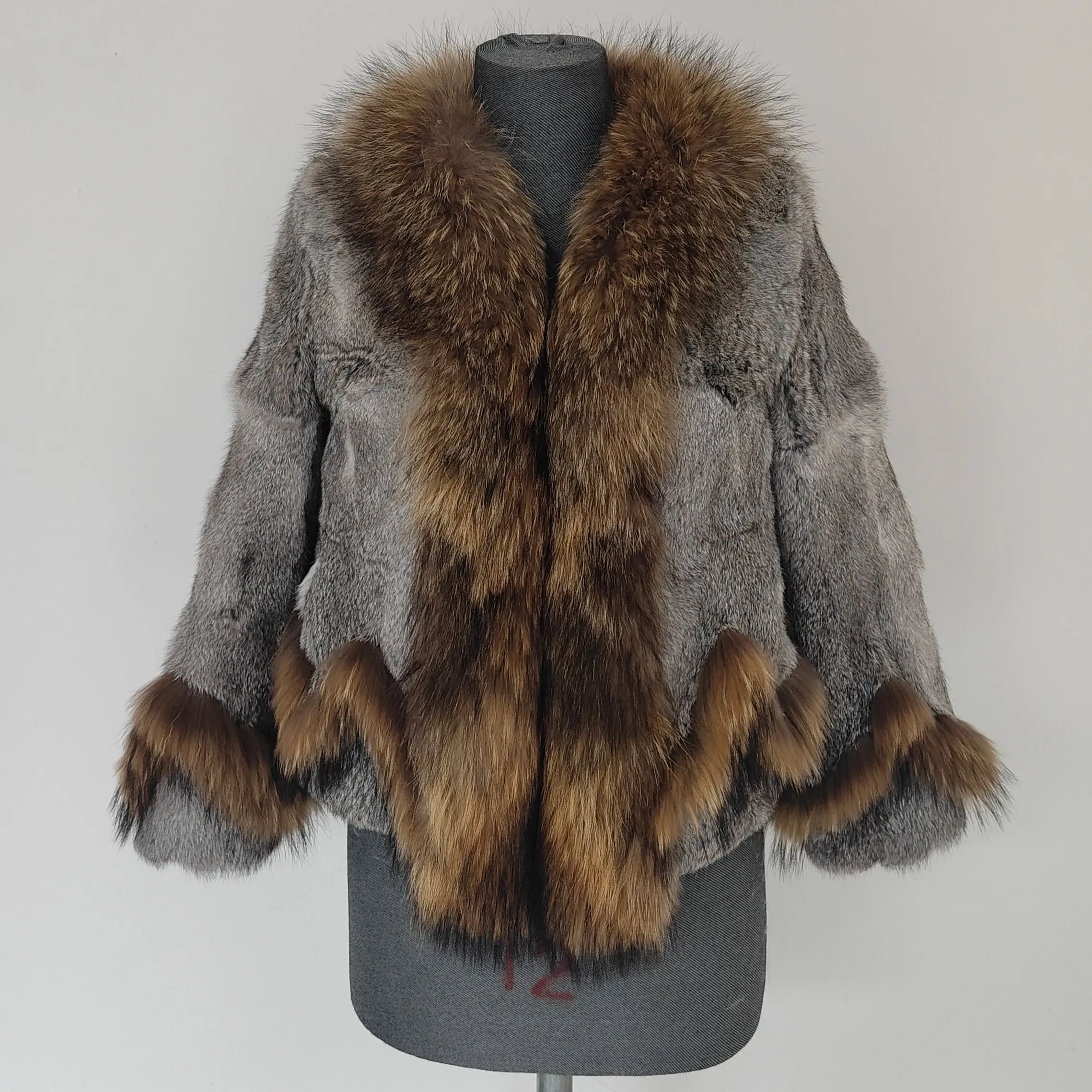 2024 New Natural Real Rabbit Fur Real Raccoon Fur Women's Coat Warm in Autumn and Winter Off season promotion Only three days!