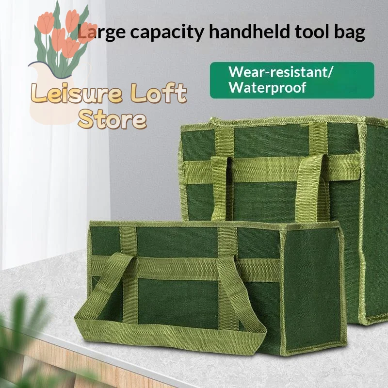 Simple Portable Canvas Tool Pouch High Capacity High Strength Tool Storage Organizer for Home Gardening Repair Hand Tools