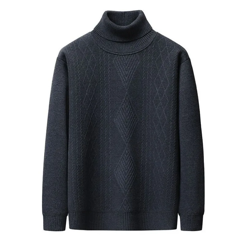 

Зимний вязаный свитер «Летающий на снегу» с лацканами и черепаховым воротником, бархатный утолщенный низ, мужской жаккардовый свитер, новый продукт