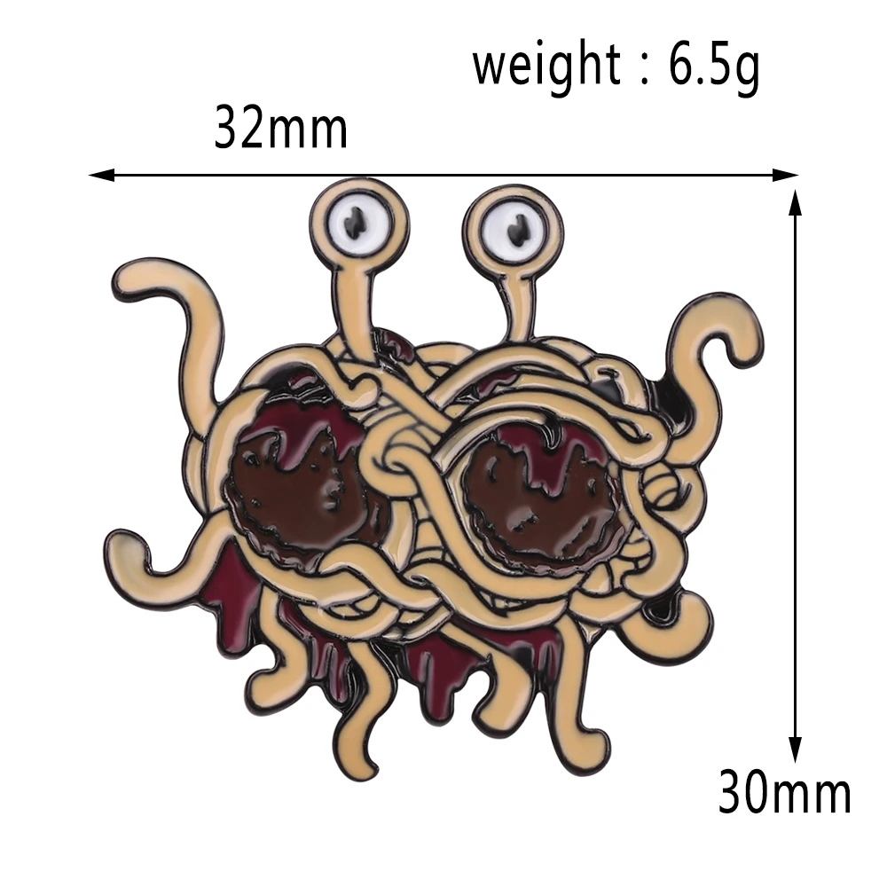 Flying Spaghetti Monster Brooch Cartoon Octopus Shape Noodles Brooches Women Lapel Pin Fashion Enamel Brooch Jewelry