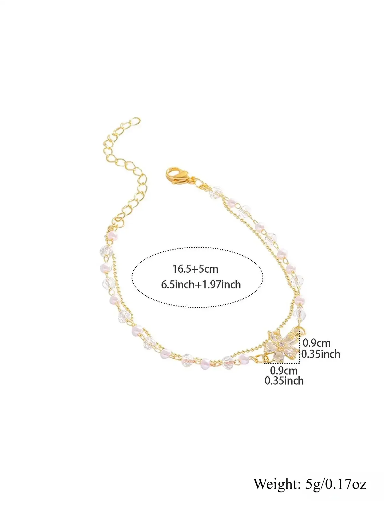 Fashion Zircon Flower Artificial Pearl Chain Bracelet for Women, Elegant Daily Party Accessory, Versatile and Stylish Jewelry, Copper Chain Bracelet, Fashionable Bracelet