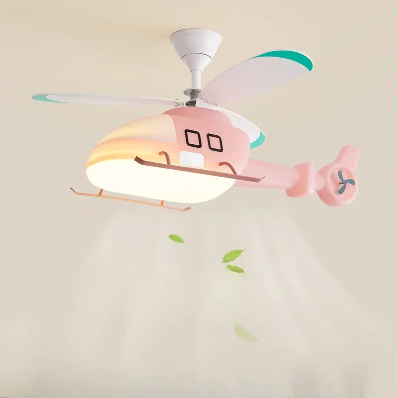 Children's cartoon bedroom fan light Creative cartoon airplane light Minimalist boy room pendant light