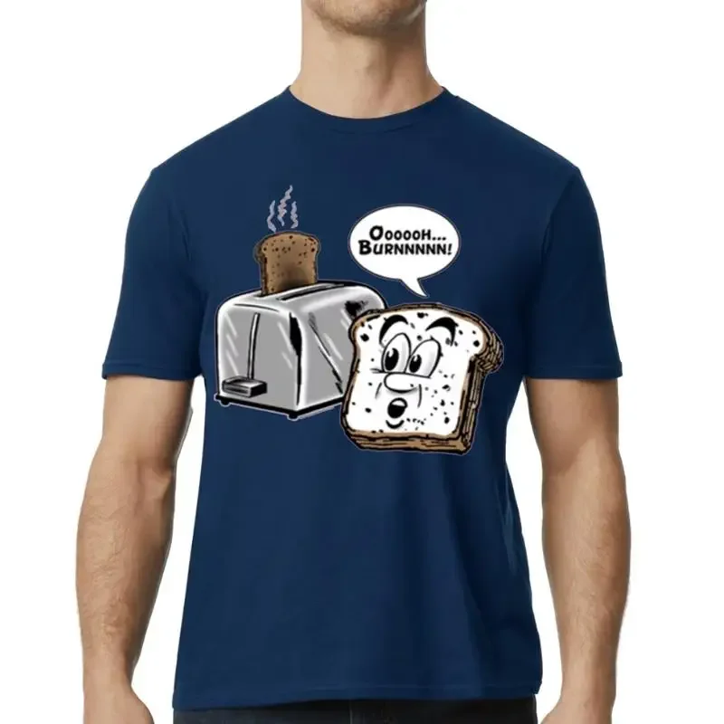 Oh Burn Funny Toast Breakfast Humor Joke T Shirt Blue Hilarious
