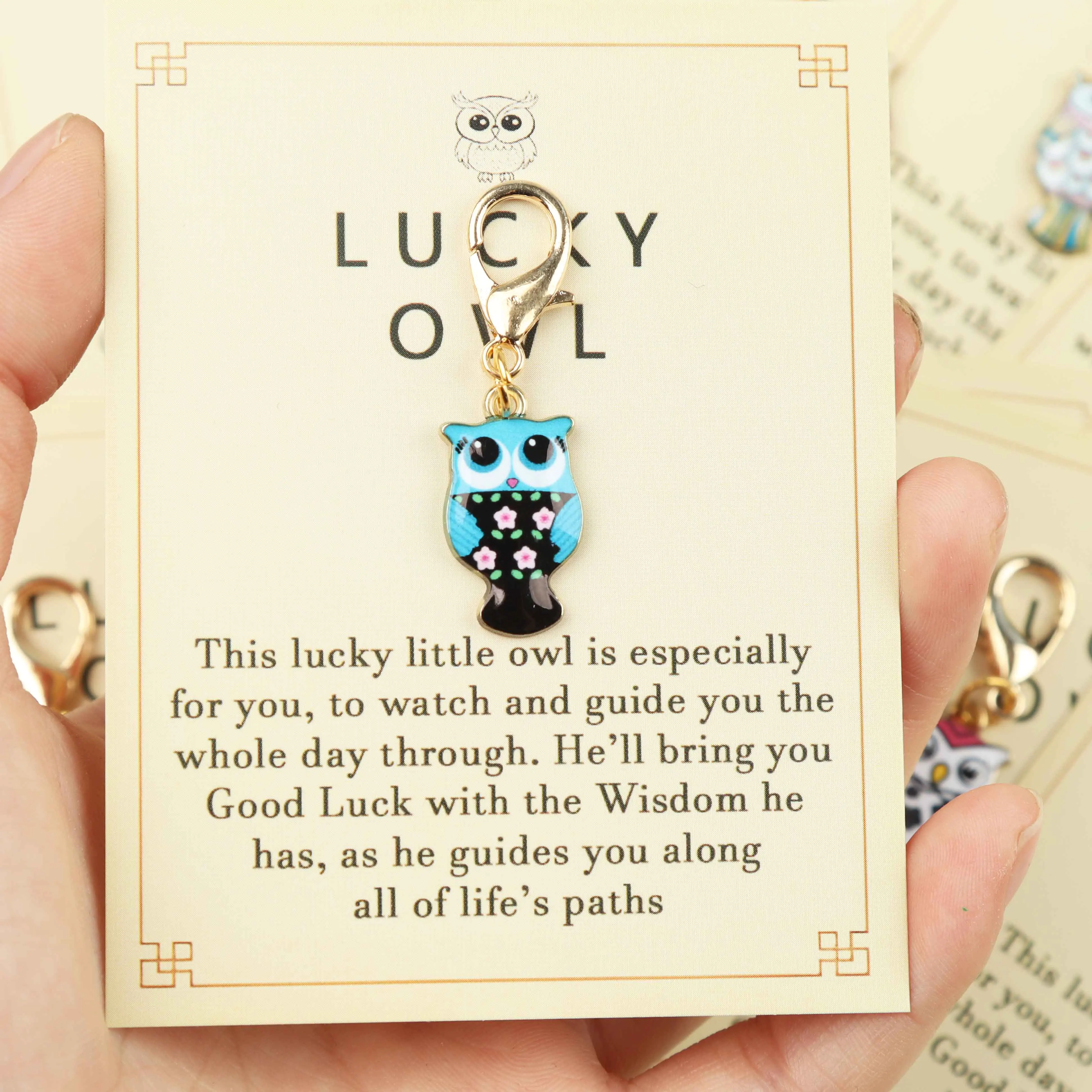 12pcs Charming Owl Keychains, Accompanied by a Motivational Greeting Card, Owl Gift, and Decorative Bag Hangers. image 3