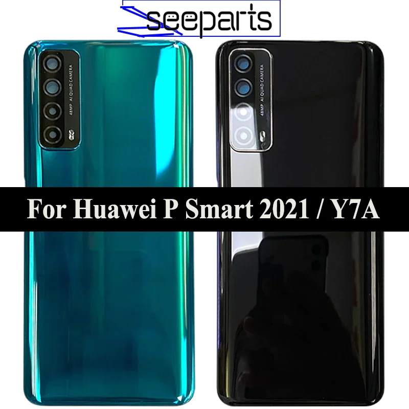 Untuk Huawei P Pintar 2021 Penutup Baterai Belakang Pintu Belakang Casing Perumahan Pengganti untuk Huawei Y7A PPA-LX2 LX3 Penutup Baterai