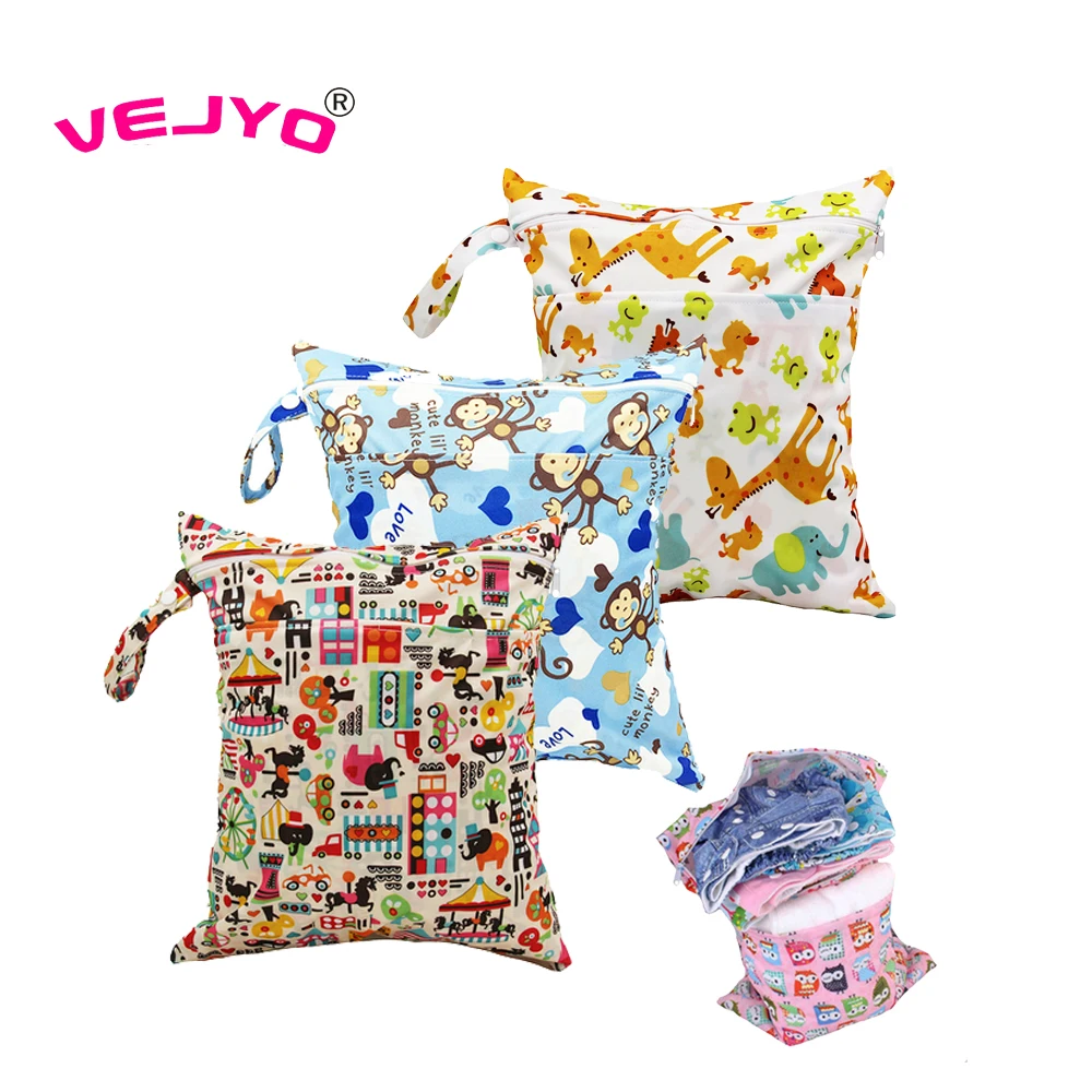 Cloth Diaper Wet Dry Bags Waterproof Reusable with Two Zippered Pockets Travel Beach Pool Baby Items Yoga Gym Bag for Swimsuits