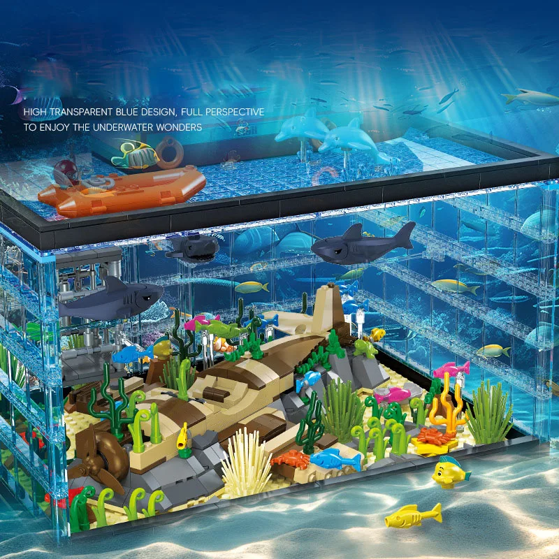 Creative Marine Life Exploration Scene Building Block Ocean Underwater World Model Construction Brick Toy Collection For Gifts