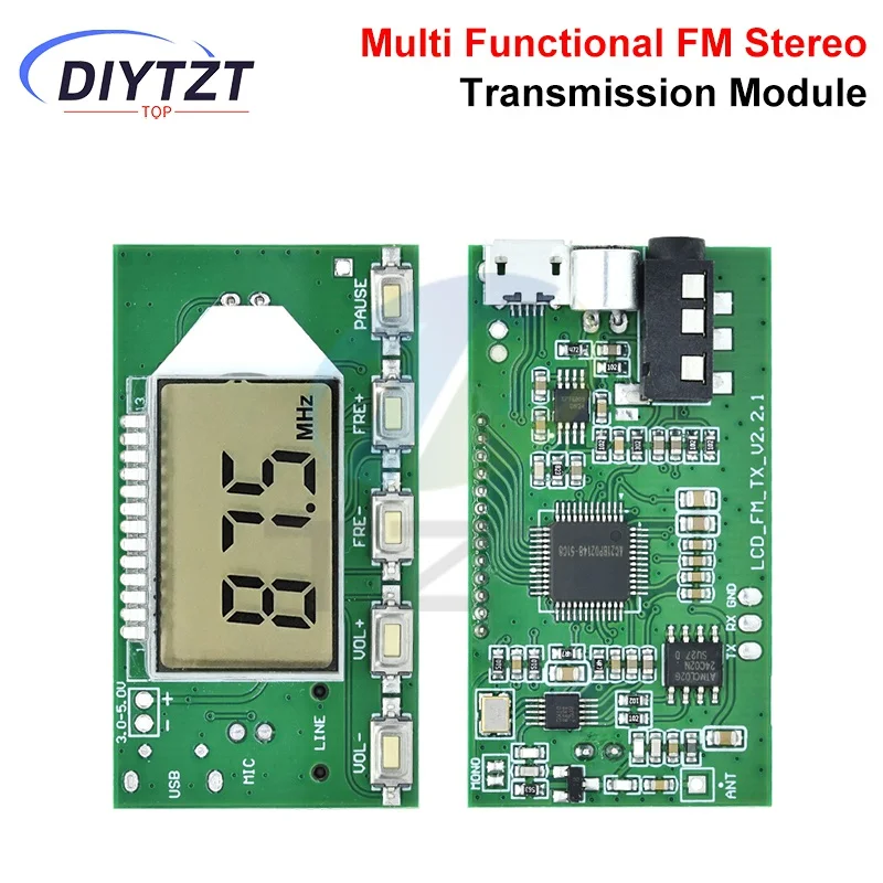 Módulo transmisor FM transmisor Digital estéreo FM micrófono inalámbrico placa de micrófono 3V-5V módulo FM 87.0MHz-108.0MHz