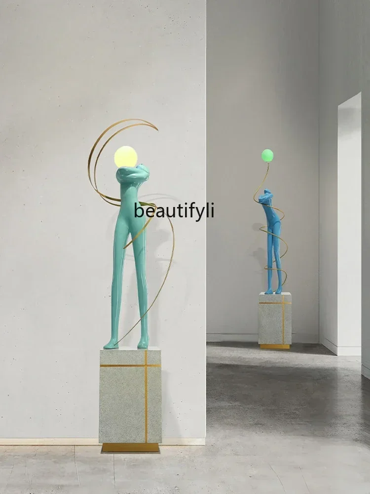 D178 H Abstract figure sculpture lobby window art decoration living room luminous light luxury floor ornament