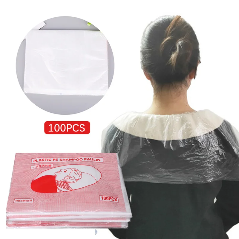 100Pcs Disposable Hair Salon Shampoo Cape Waterproof Hair Washing Cleaning Shawl Pad Cover