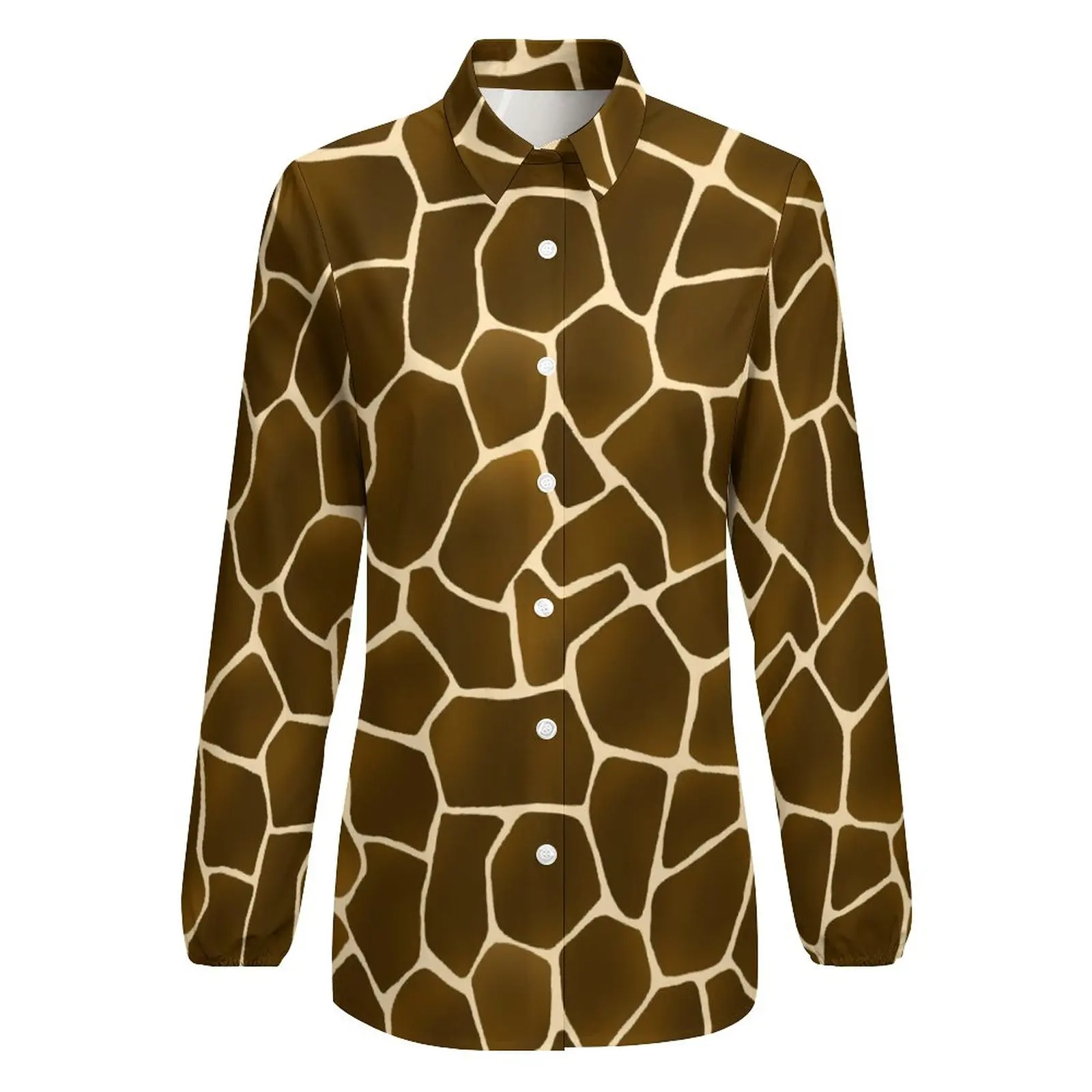 Giraffe Skin Print Blouse Long Sleeve Wild Animal Office Work Blouses Woman Simple Oversize Shirt Print Clothing Gift Idea