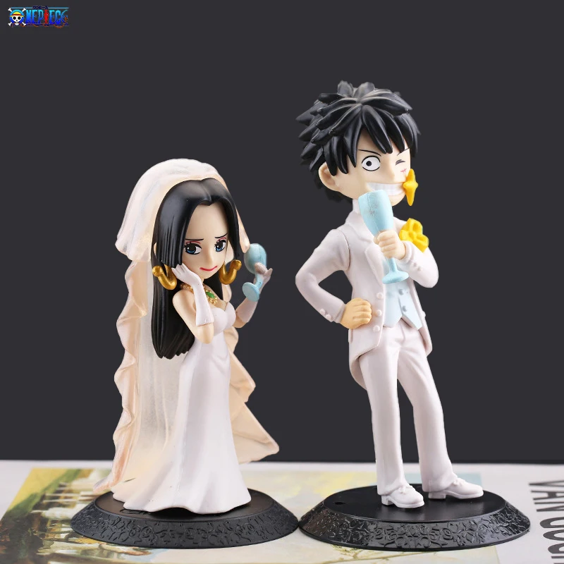 Action Figure Anime One Piece 2 Pcs Monkey D Luffy Marry Boa Hancock Wedding Ornaments Model Toy Collection Decorations Gift