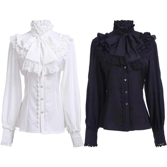 Blusa renacentista de manga larga para mujer traje de pirata Medieval camisa victoriana gotica blusa blanca AliExpress 200000532