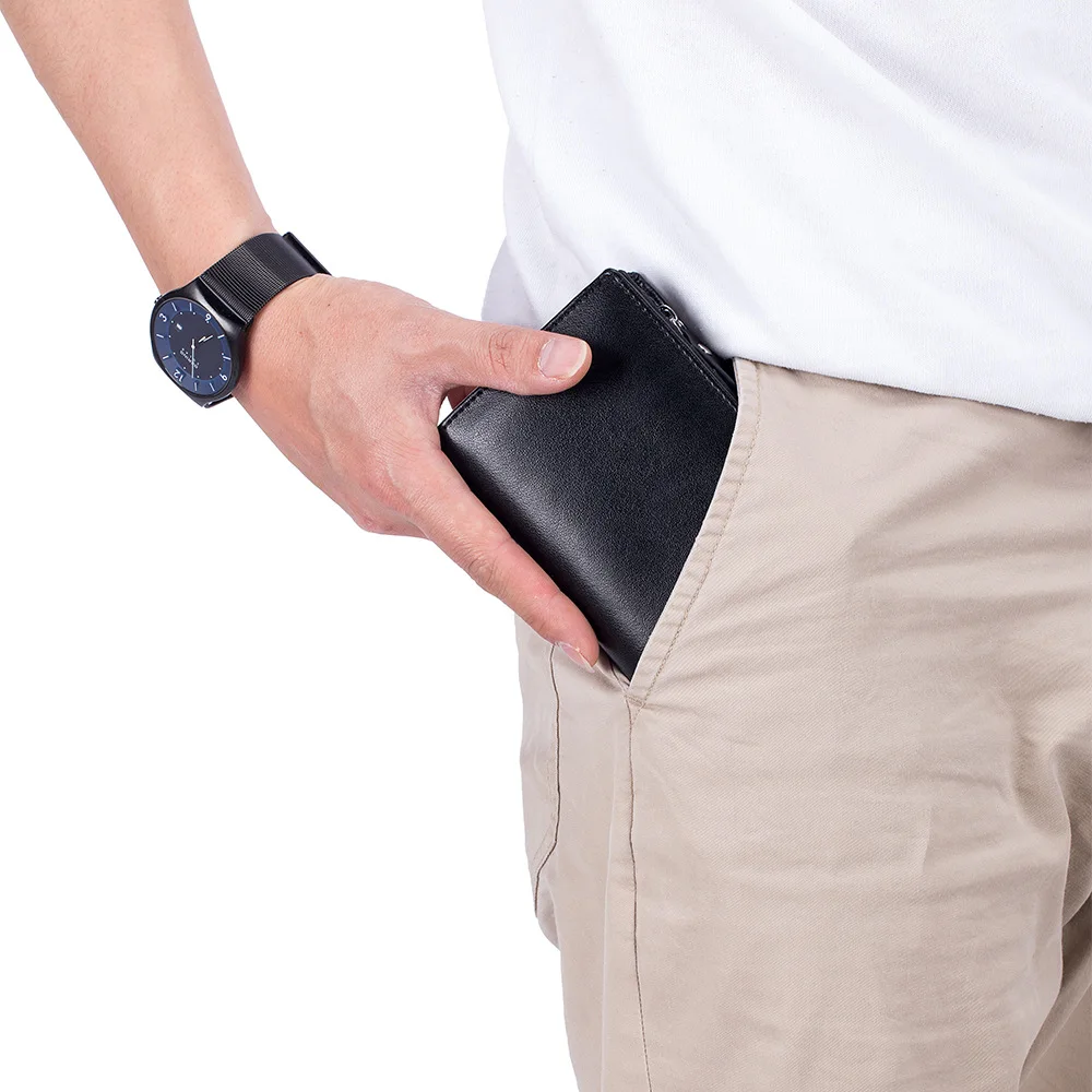 2023 new 4-color 100% cow leather wallet men wallet leather short wallet small zipper rfid classic men's wallet vertical soft