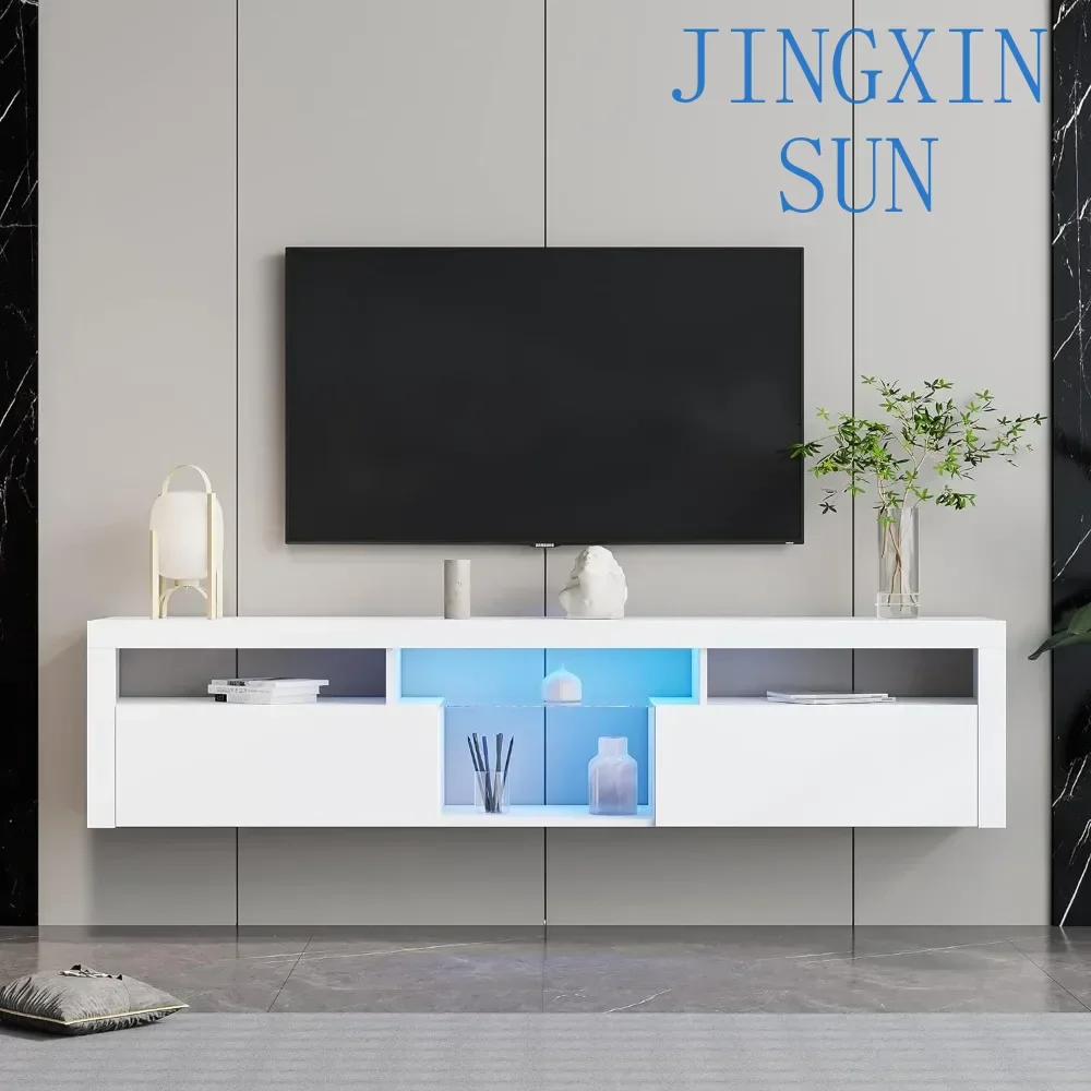 Wall TV Stand, Walls Mounted Entertainment Media Center TVs Console with Cabinet and Open Shelves, Wall TV Stand