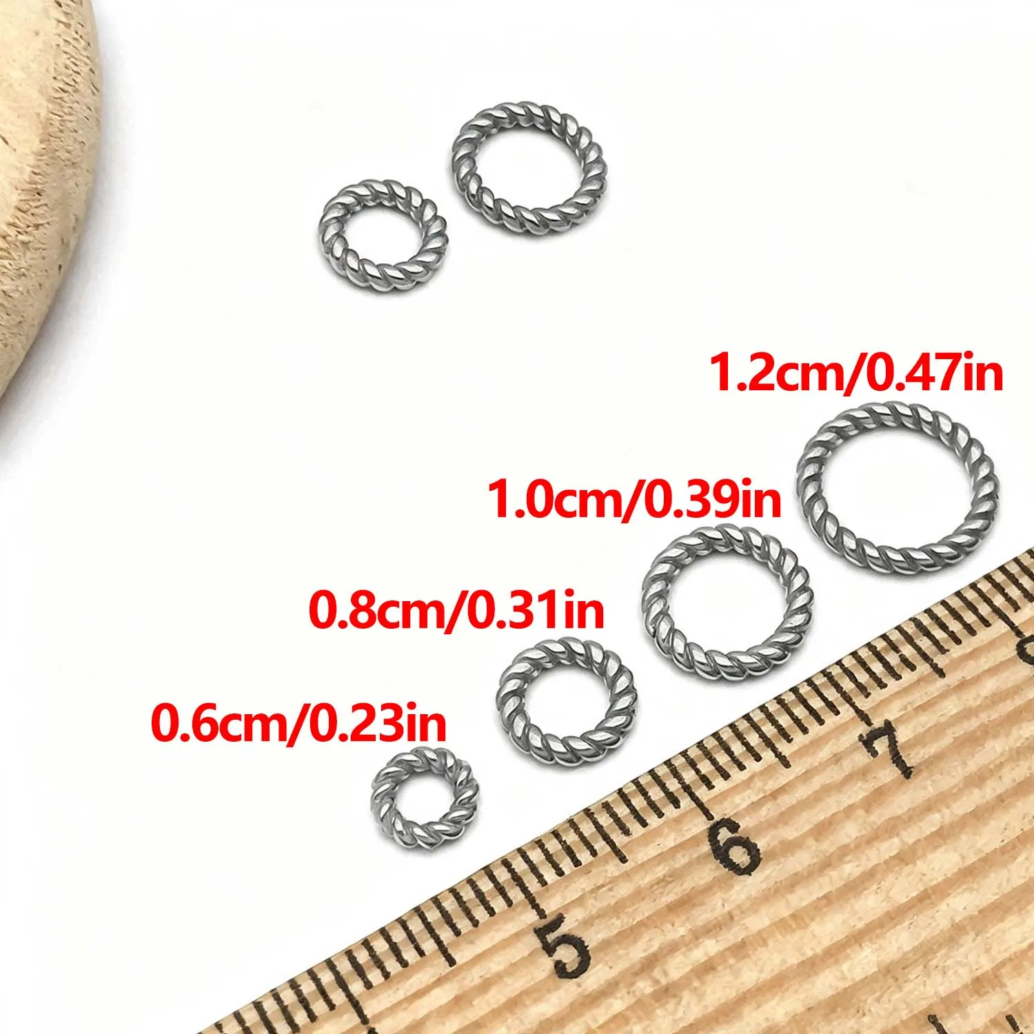 5pcs Stainless Steel Twisted Closed Rings Connectors for DIY