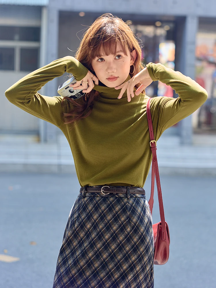 

Autumnal High Collar Thiened Base irt Double Sided Fce Slim Fit oulder T-irt Faionable Inner Wear ential Sl...