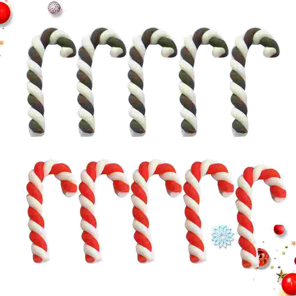 20 Pcs Clay Dough Candy Cane Decor Phone Case Decoration Christmas Polymer Stylish DIY Adornament