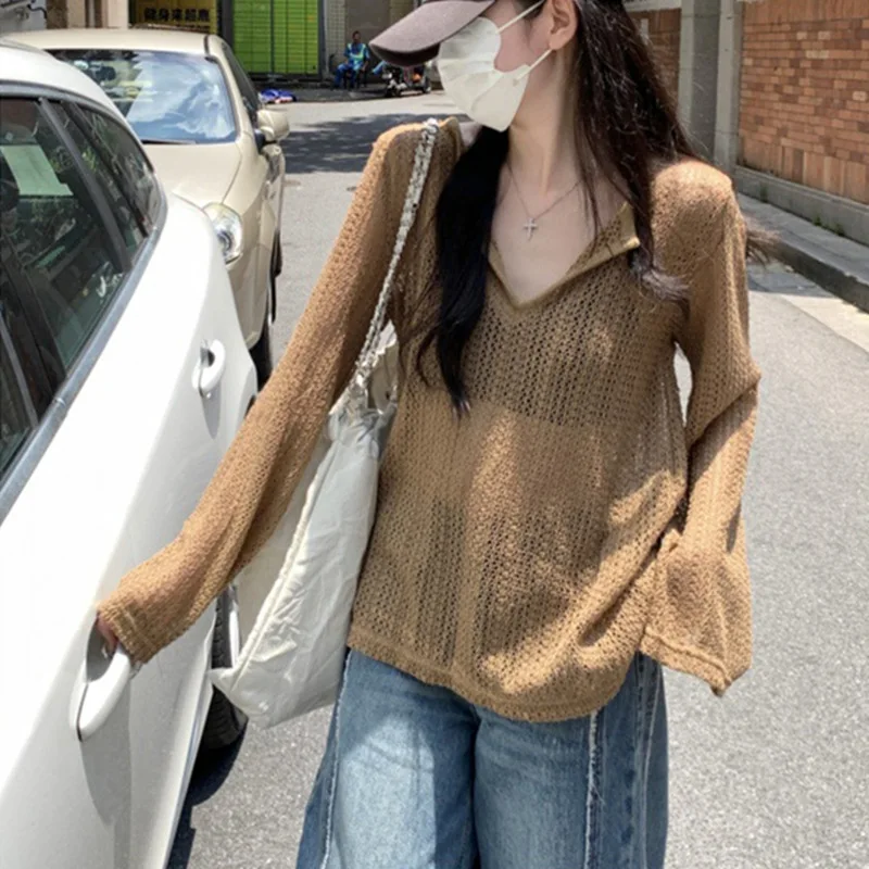 النمط الكوري فضفاض نصف مفتوح الرقبة الجوف خارج جرس كم متماسكة غطاء الشاطئ حتى 2025 الموسم الجديد