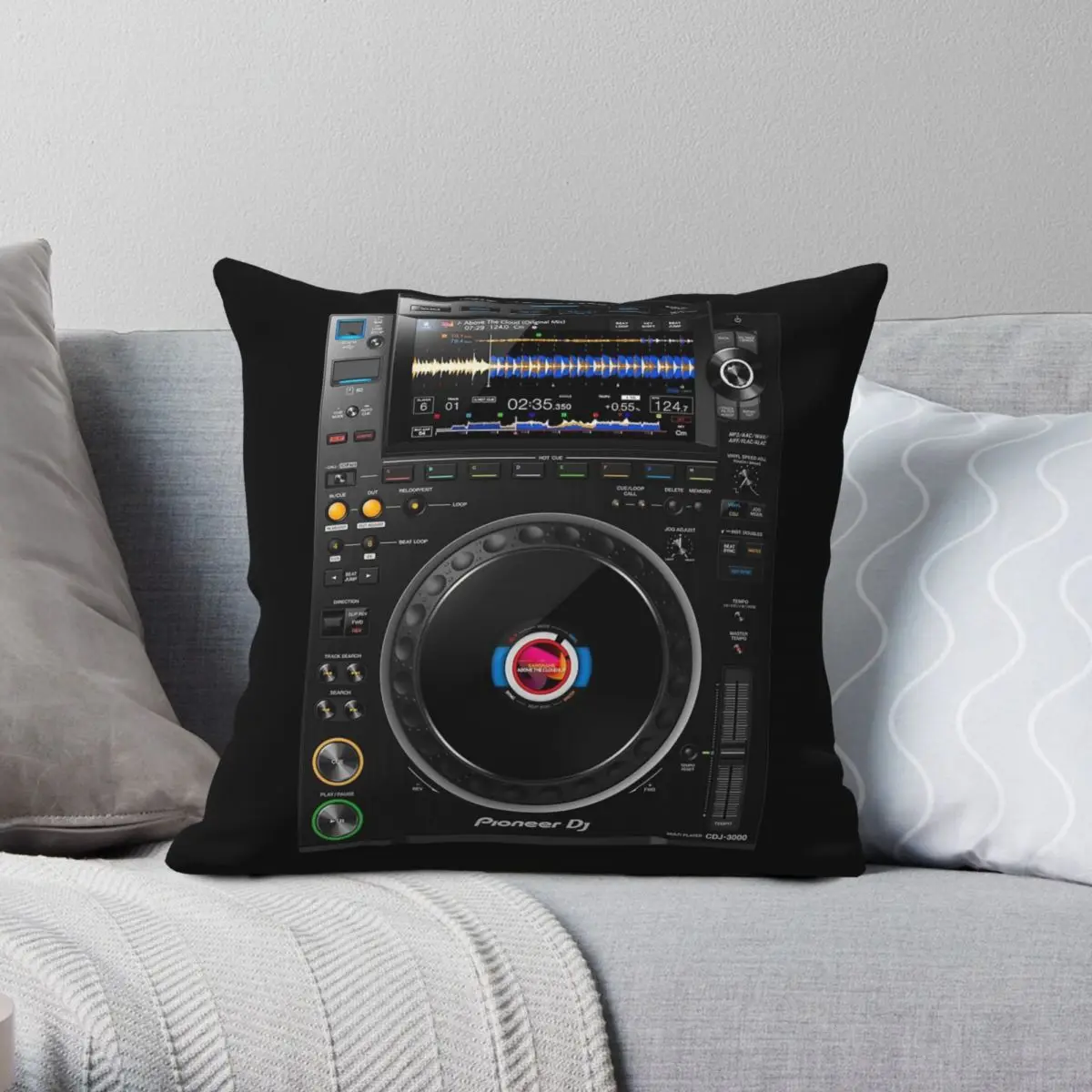 Poliéster Linho e Velvet Praça Fronha, Estojo de Almofada Casa, Impresso Zip Decoração, Pioneer DJ, CDJ-3000, Multi Format, Player
