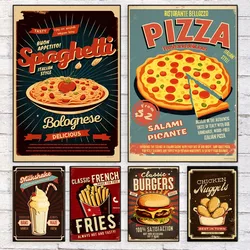 Vintage Advertisement Delicious Fast Food Poster Retro Chicken Pizza Beer Canvas Painting Wall Art Kitchen Home Decor Chef Gift