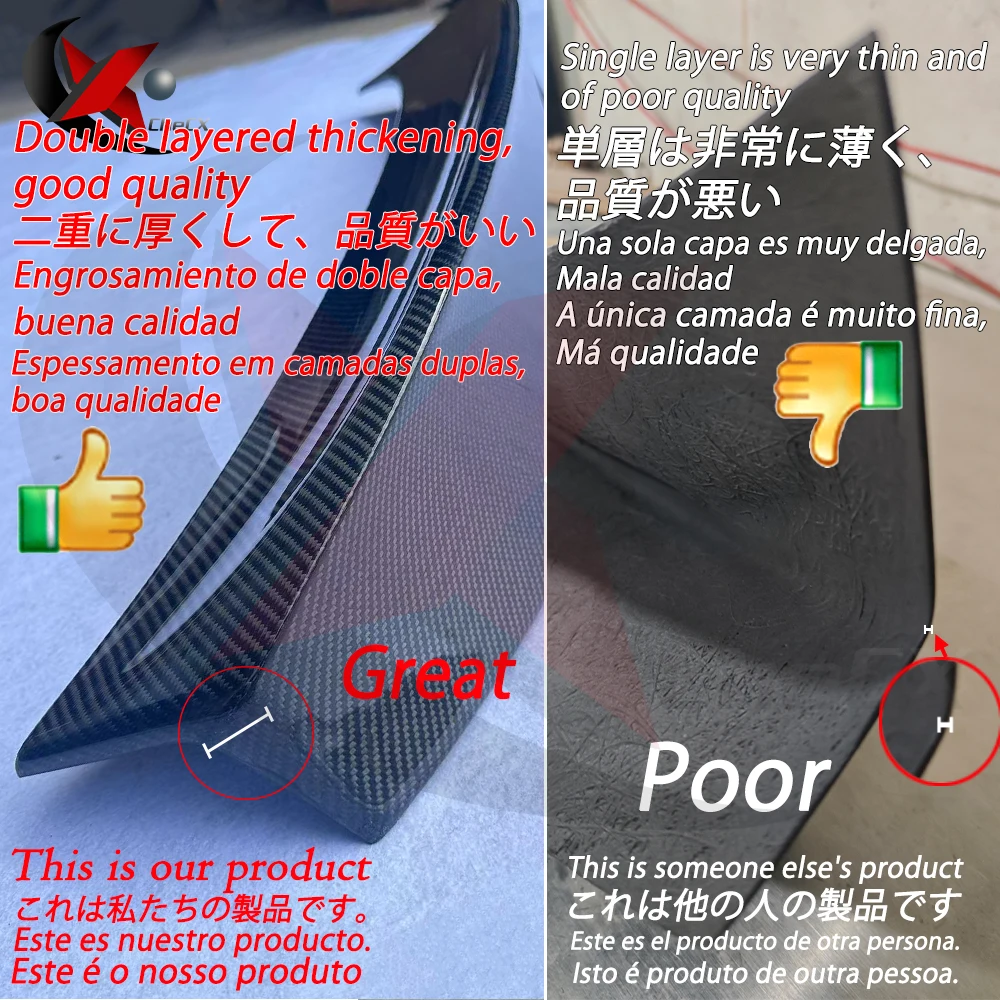 For Lexus 06-12 Is250/300 Carbon Fiber Rear Spoiler Double-Layer Thickened High-Quality Luggage Compartment Lid Decorative Panel