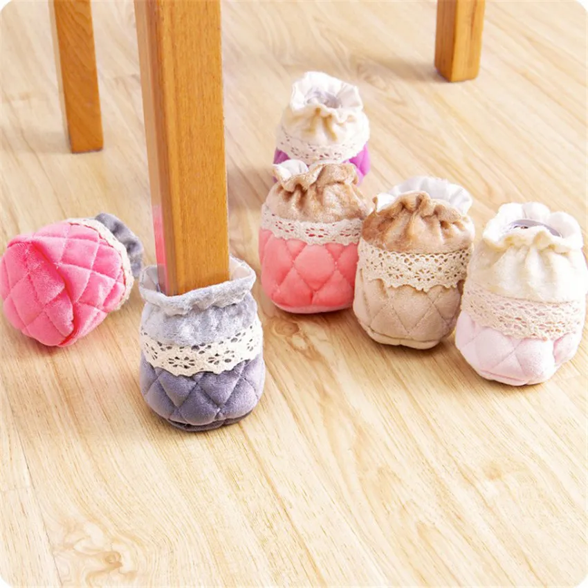 4PCS/lot Non-slip Table Feet Sleeve Cover Fabric lace Chair Legs Socks Pad Cover 6*9cm For Home Furniture Legs Protective Cover