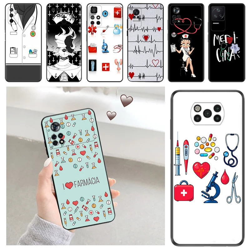 Soft Phone Cases For Xiaomi Poco C51 X5 Pro F4 X4 GT M5 M4 5G F3 M3 C55 C50 C40 X3 NFC F1 Nurse Doctor Health Heart Matte Cover