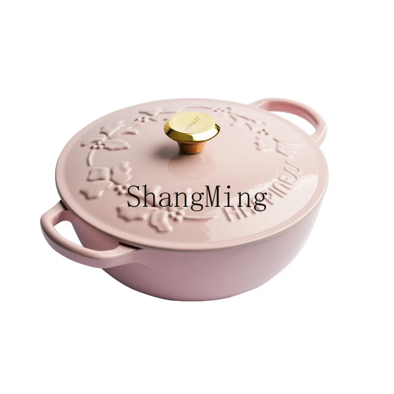 

PYH23cm enamel relief mommy pot household soup pot stew induction cooker universal non-stick pan