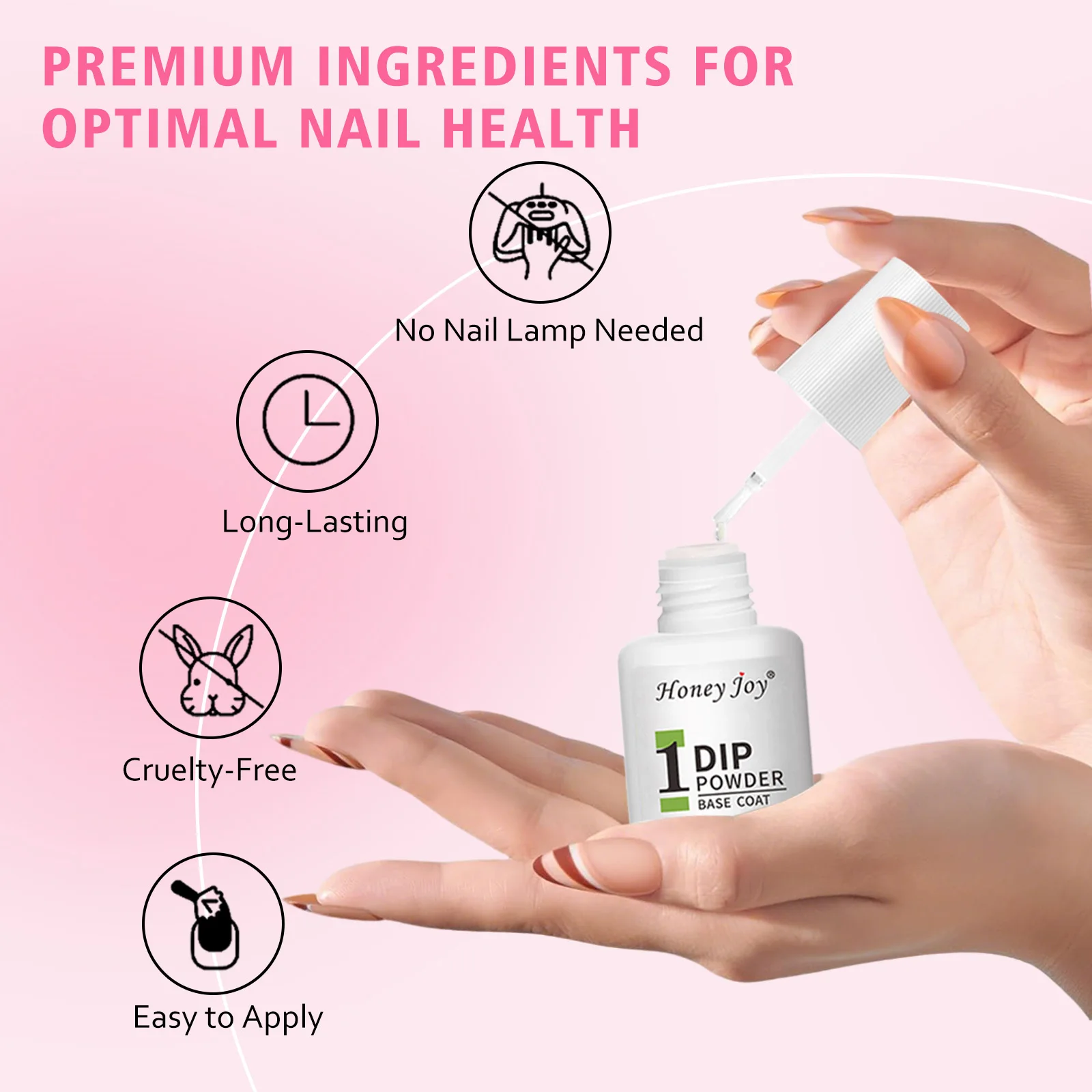 허니 조이 10ml 딥핑 파우더 리퀴드 세트 4개입 딥 파우더 시스템 베이스 탑 코트 액티베이터 브러쉬세이버 네일 아트 자연 건조 무램프