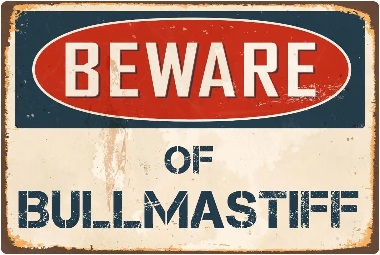 Beware Of Bullmastiff 8” x 12” Vintage Aluminum Retro Metal Sign VS085