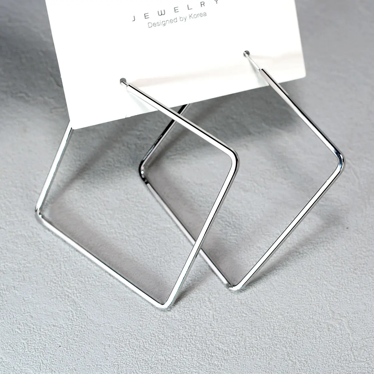 

Hot Trendy Exaggerated Big Hoop Earrings for Women Silver Color Square Geometric Hanging Statement Earrings Cool Jewerly Gifts