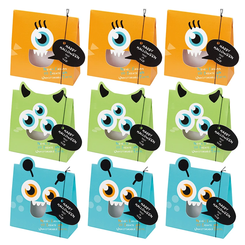 6Pcs Cartoon Monster Candy Gift Bag Trick or Treat Goodie Sweets Snack Bags for 2024 Halloween Party Decor Supplies Kids Favors