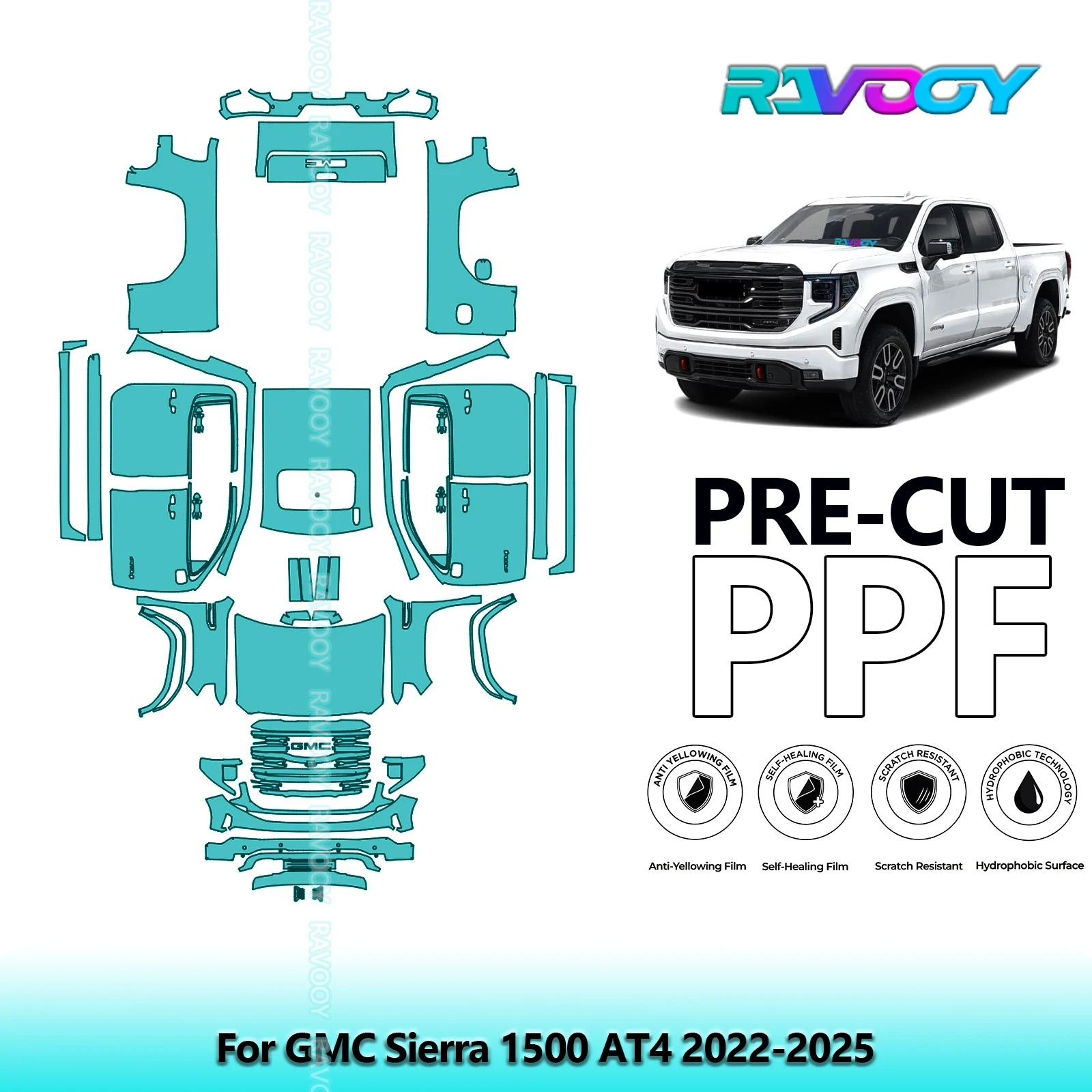 

Car Precut PPF Paint Protection Film Full Vehicle For GMC Sierra 1500 AT4 2022-2025