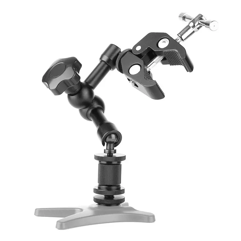 ABZL 3X Magic Arm 7 Inch Articulating Friction Arm Super Clamp Adjustable Rod Clamp With 1/4 Inch And 3/8 Inch Thread