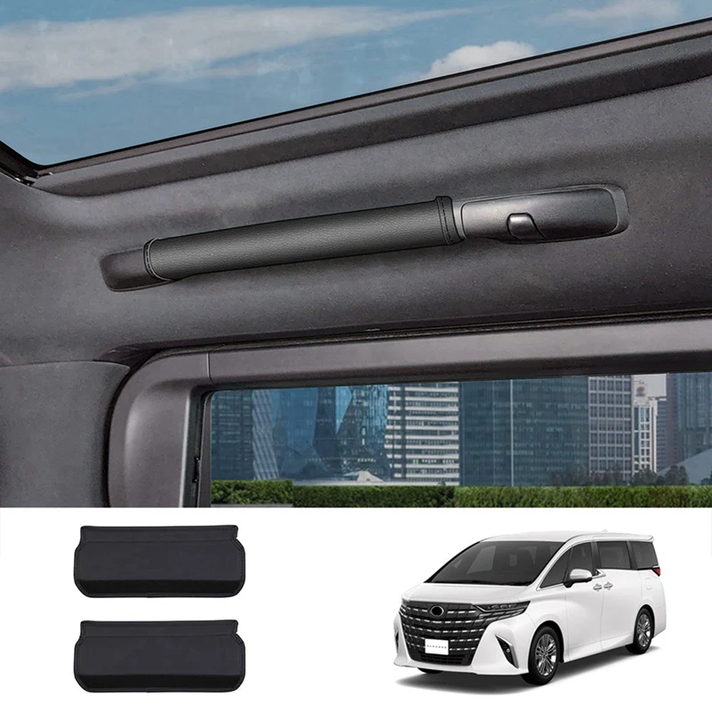 Car Roof Handle Leather Protection Pads With Sponge For Toyota ALPHARD/VELLFIRE 40 Series 2023+ Interior Accessories