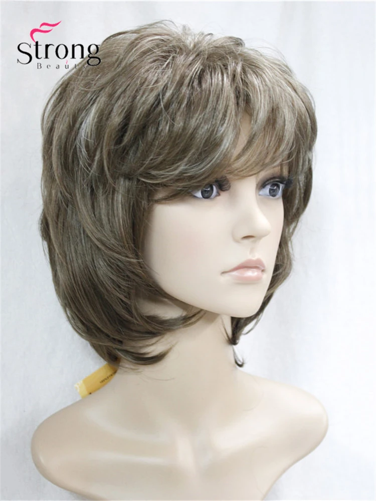 Short Soft Shaggy Layered Blonde Swept Bangs Full Synthetic Wig Natural Wave Women\'s Wigs COLOUR CHOICES