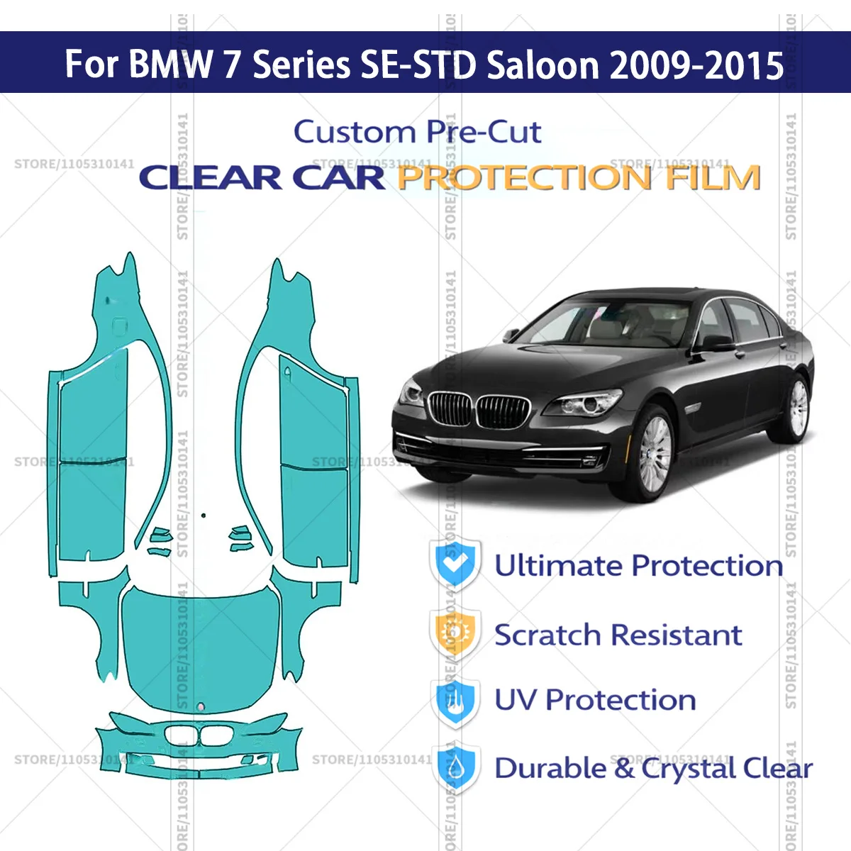 

For BMW 7 Series SE-STD Saloon 2009-2015 Pre-Cut Paint Protection Film PPF Transparent Car Film Automotive PPF Front Kit-Doors