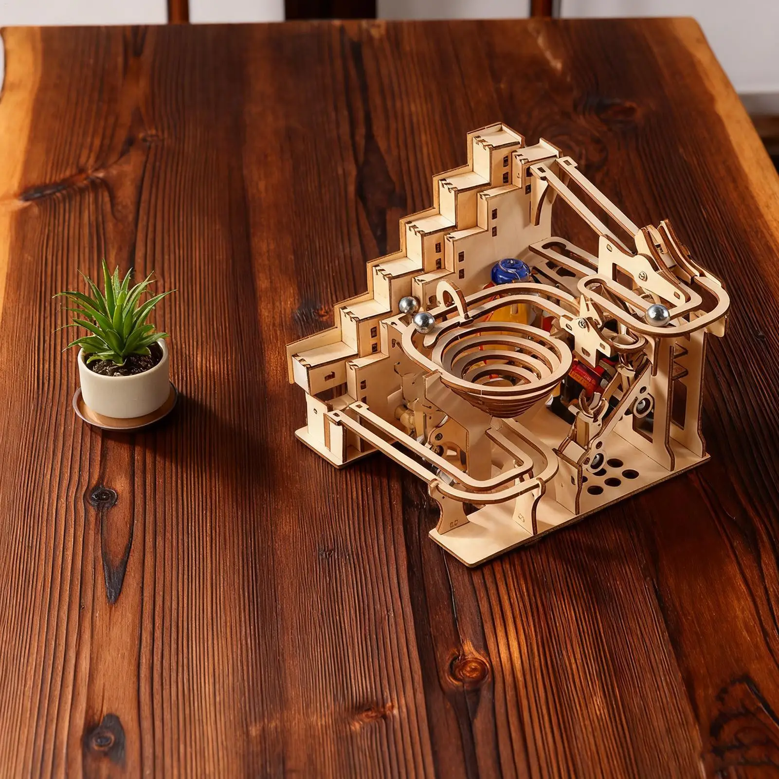 Rompecabezas de madera 3D, Mini juego de carrera de mármol, bricolaje, pista mecánica, modelo Manual, Kits de bloques de construcción, juguete para regalo para adolescentes y adultos