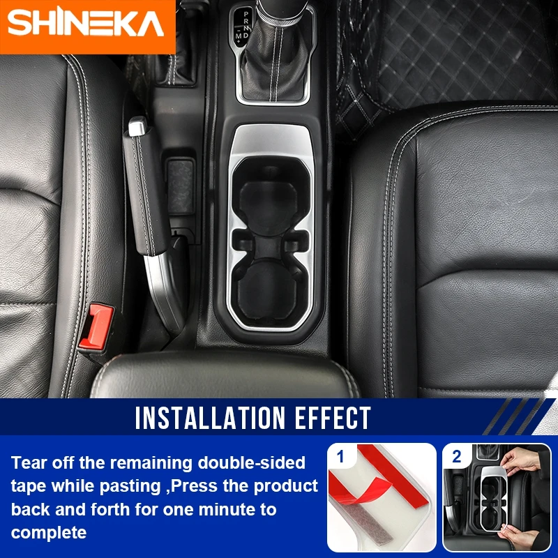SHINEKA Car Front Drink Cup Holder Decoration Cover Trim Stickers for Jeep Wrangler JL Gladiator JT 2018 Up Interior Accessories view 4